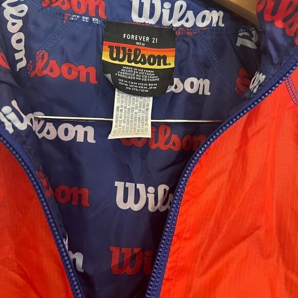 Forever 21 Men x Wilson Retro Nylon zip windbreaker Jacket. Size Medium. - Picture 3 of 7